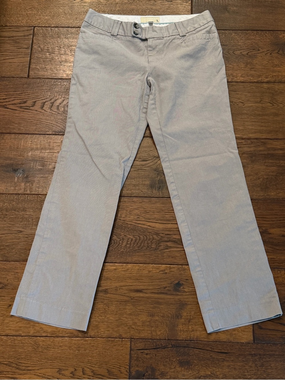 Banana Republic Gray Linen-Blend Pants with Aqua Trim